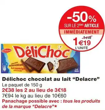 Delacre délichoc chocolat au lait
