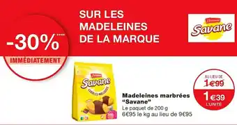 Monoprix Savane madeleines marbrées offre