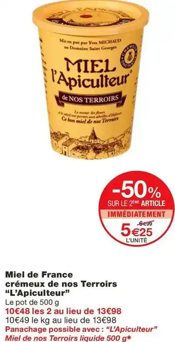 Monoprix L’apiculteur miel de france crémeux de nos terroirs offre