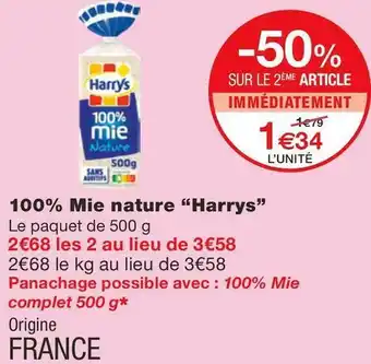 Monoprix Harry's 100% mie nature offre