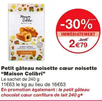 Maison colibri petit gâteau noisette cœur noisette