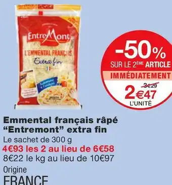 Monoprix Entremont emmental français râpé fin offre
