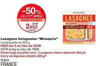 Monoprix lasagnes bolognaise