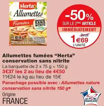 Monoprix Herta allumettes fumées conservation sans nitrite offre