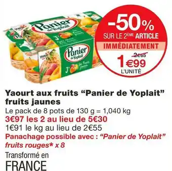 Monoprix Yoplait yaourt aux fruits jaunes offre