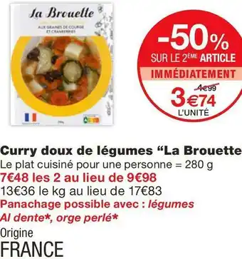 Monoprix La brouette curry doux de légumes offre