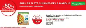 Monoprix Weight watchers linguine aux gambas et riz basmati aux légumes offre