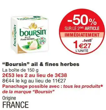 Monoprix Boursin boursin ail & fines herbes offre