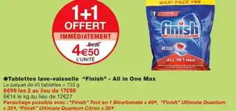 Monoprix Finish tablettes lave-vaisselle all in one max offre