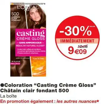 Monoprix L'oréal coloration “casting crème gloss” châtain clair fondant 500 offre