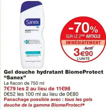 Monoprix Sanex gel douche hydratant biomeprotect offre