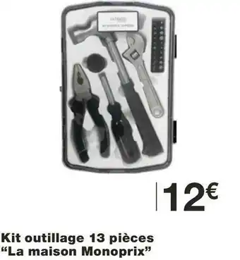 Monoprix La maison monoprix kit outillage 13 pièces offre