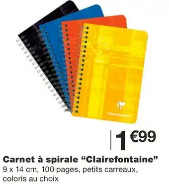 Monoprix Clairefontaine carnet à spirale offre
