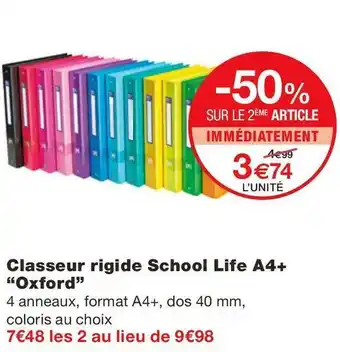Monoprix Oxford classeur rigide school life a4+ offre