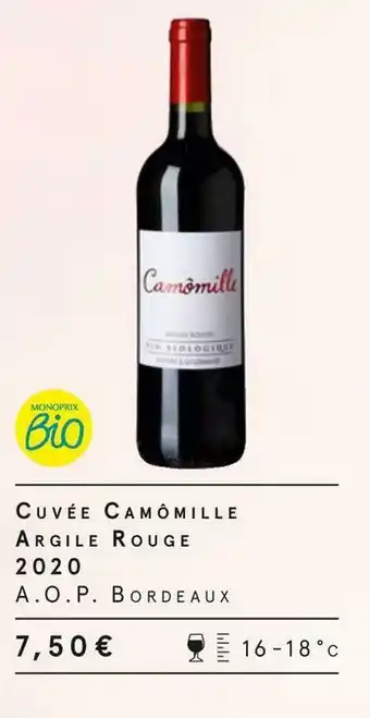 Monoprix Camômille cuvée argile rouge 2020 offre