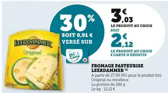 Super U Leerdammer fromage pasteurise offre