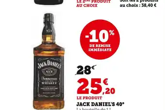 Super U Jack daniel's jack daniel's 40 offre