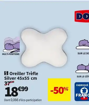 Conforama Dodo oreiller trèfle silver 45x55 cm offre