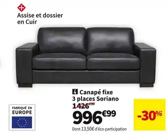 Conforama Canape fixe 3 places offre