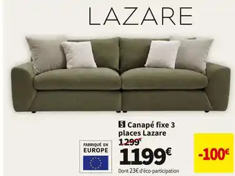 Conforama Canape fixe 3 places bobochic x conforama lazare offre