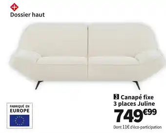 Conforama Canape fixe 3 places juline offre