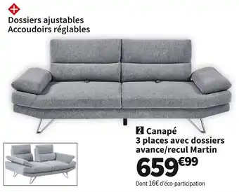 Conforama Canape 3 places avec dossiers avance/recul martin offre