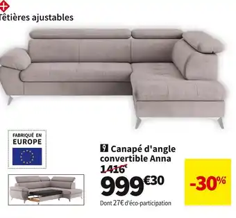 Conforama Canape d'angle convertible anna offre