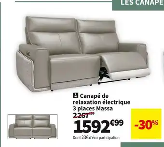 Conforama Canape de relaxation electrique 3 places massa offre