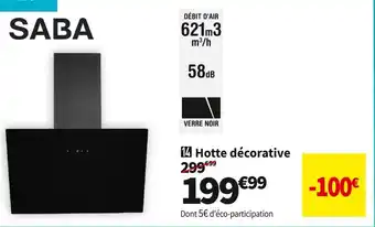 Conforama Saba hotte décorative hd600 inc-60/23a offre