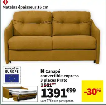 Conforama Canape convertible express 3 places prato offre