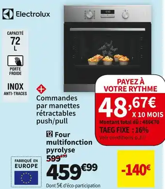Conforama Electrolux four multifonction pyrolyse eof4p04x offre