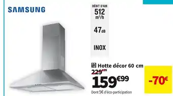 Conforama Samsung hotte décor 60 cm nk24m3050ps/ur offre