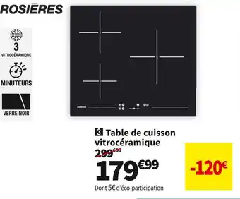 Conforama Rosières table de cuisson vitrocéramique rh63ct/2 offre
