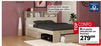 Conforama Lit adulte 140x190/200 cm maxim offre