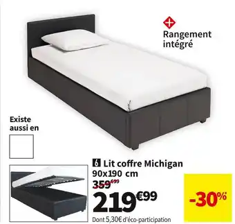 Conforama  lit coffre michigan 90 cm offre