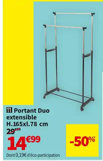 Conforama  portant duo extensible h.165xl.78 cm offre