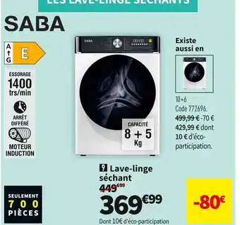 Conforama Saba lave-linge sechant wd8514m23w offre