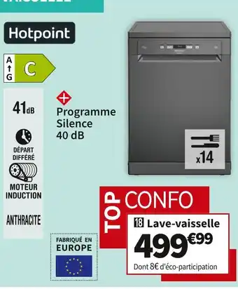 Conforama Hotpoint lave vaisselle hfc3t141wcsb offre