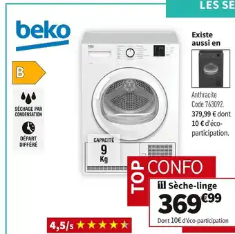 Conforama Beko sèche-linge dcb912w offre