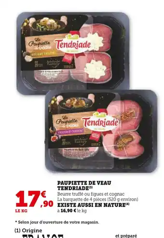 U Express Tendriade paupiette de veau offre