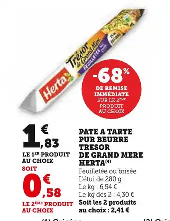 U Express Herta pate a tarte pur beurre tresor de grand mere offre