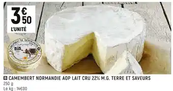 Petit Casino Terre et saveurs camembert normandie aop lait cru 22% m.g. offre