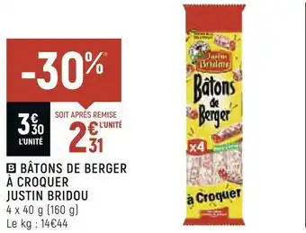 Petit Casino Justin bridou bâtons de berger à croquer offre