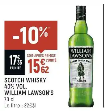 Spar William lawson’s scotch whisky 40% vol. offre