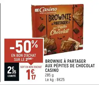 Casino brownie à partager aux pépites de chocolat