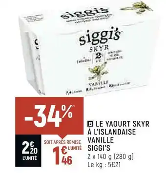 Spar Siggi's le yaourt skyr à l’islandaise vanille offre