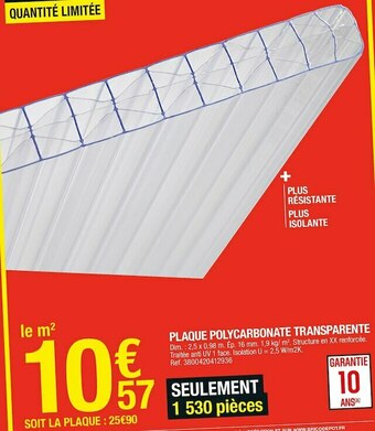 Brico Dépôt Plaque polycarbonate transparente offre