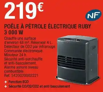 Brico Dépôt Ruby poêle à pétrole électrique 3 000 w offre