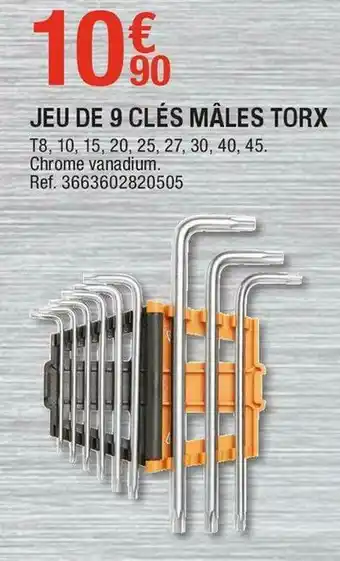Magnusson jeu de 9 clés mâles torx