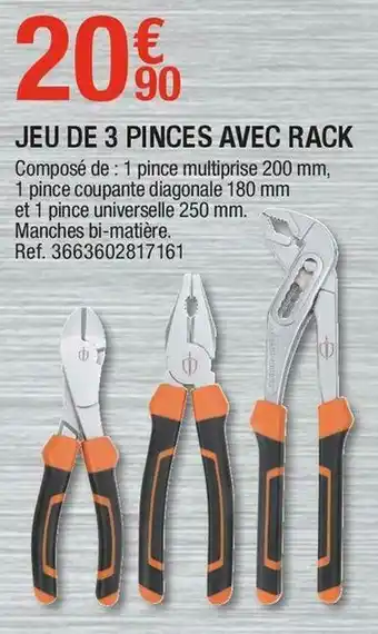 Brico Dépôt Magnusson jeu de 3 pinces avec rack offre
